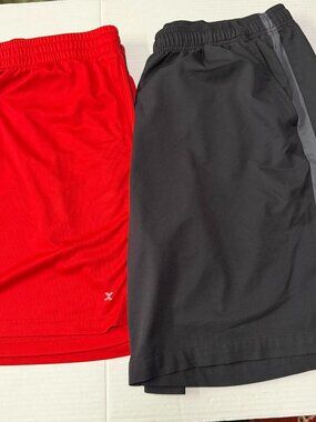 Set of 2 MSX and Xersion Mens Size XXL Black and Red Athletic Gym Jogging Shorts